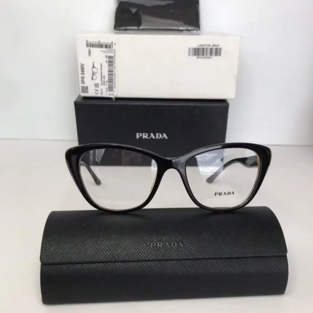 Authentic New PRADAPR 04WV black and medium havana